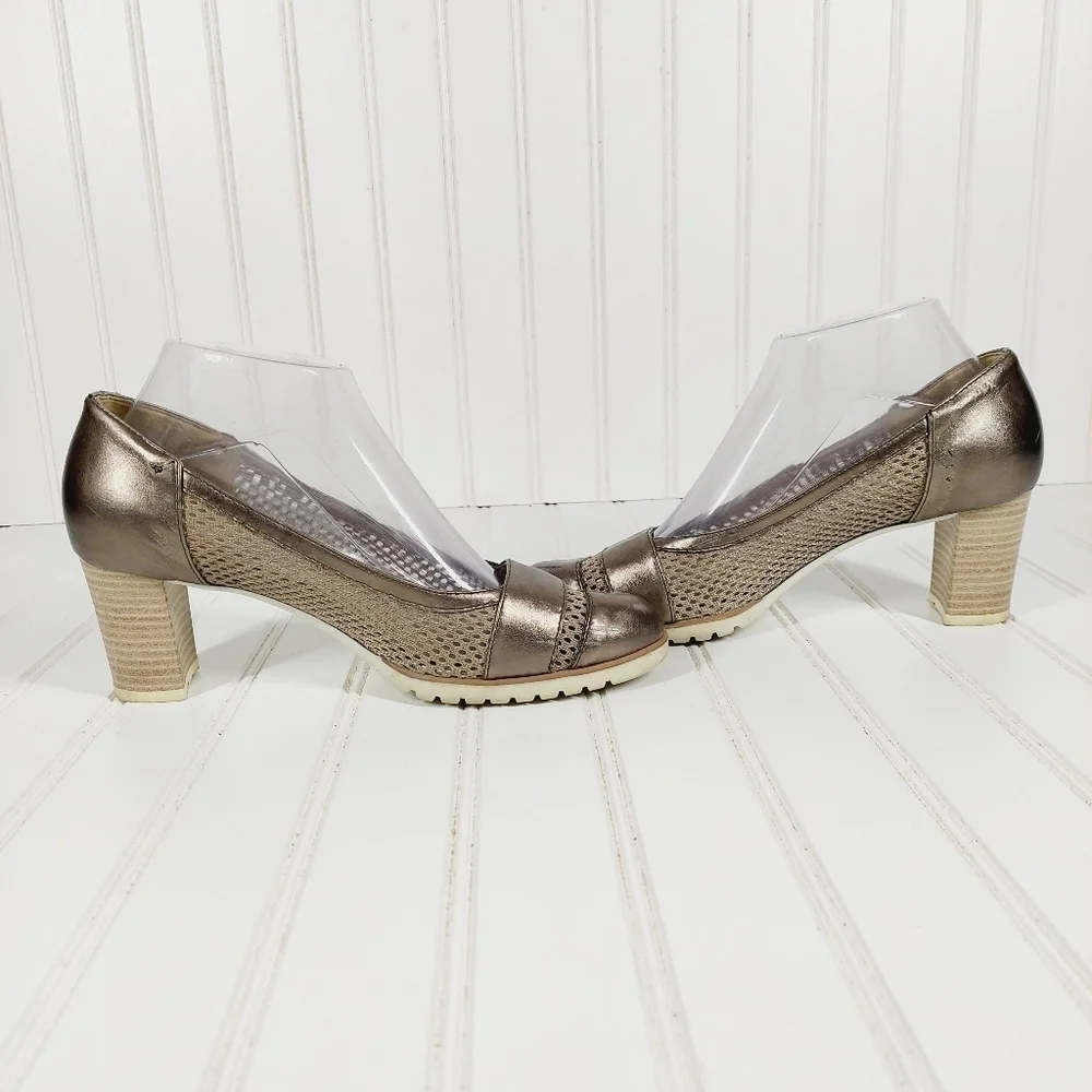 Mary Silver Metallic Heel Pumps A 530
